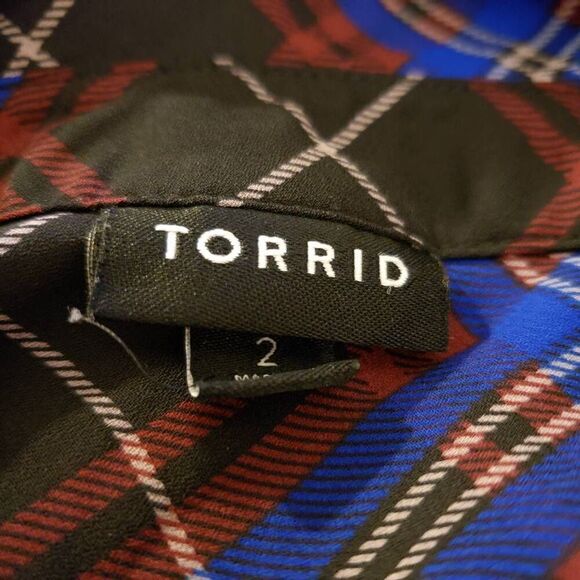 Torrid Madison Plaid Georgette Button Front Sz 2X - Picture 5 of 7